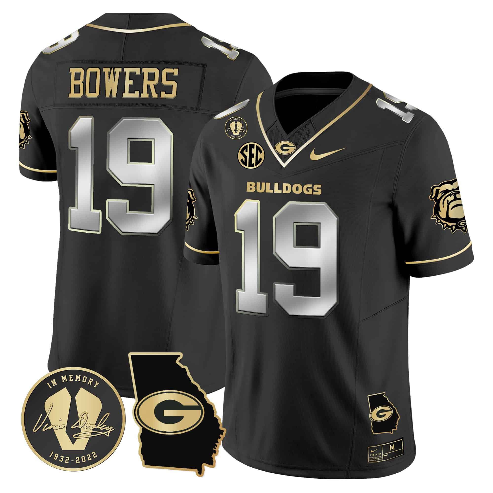 Men Georgia Bulldogs #19 Bowers Black 2024 Nike Vapor NCAA Jersey style 3